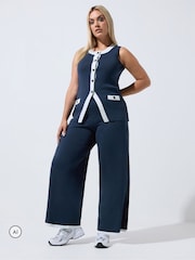 Yours Curve Blue Limited Contrast Detail Waistcoat - Image 3 of 7