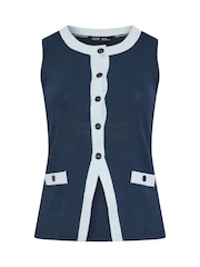 Yours Curve Blue Limited Contrast Detail Waistcoat - Image 6 of 7