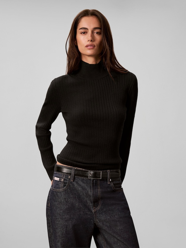 Calvin Klein Merino Wool Ribbed Turtleneck Jumper - Bild 1 von 6