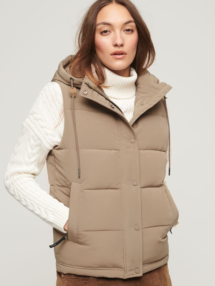 Superdry Brown Everest Hooded Puffer Gilet - Image 11 of 11