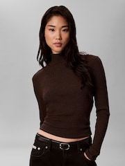 Brun - Calvin Klein Merino Wool Blend Crew Neck Jumper - Image 1 sur 7