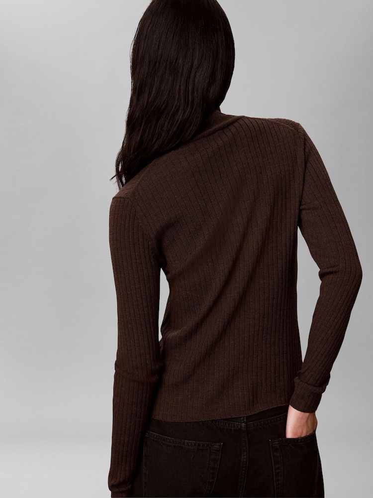 Brun - Calvin Klein Merino Wool Blend Crew Neck Jumper - Image 2 sur 7