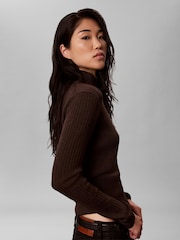Brun - Calvin Klein Merino Wool Blend Crew Neck Jumper - Image 5 sur 7
