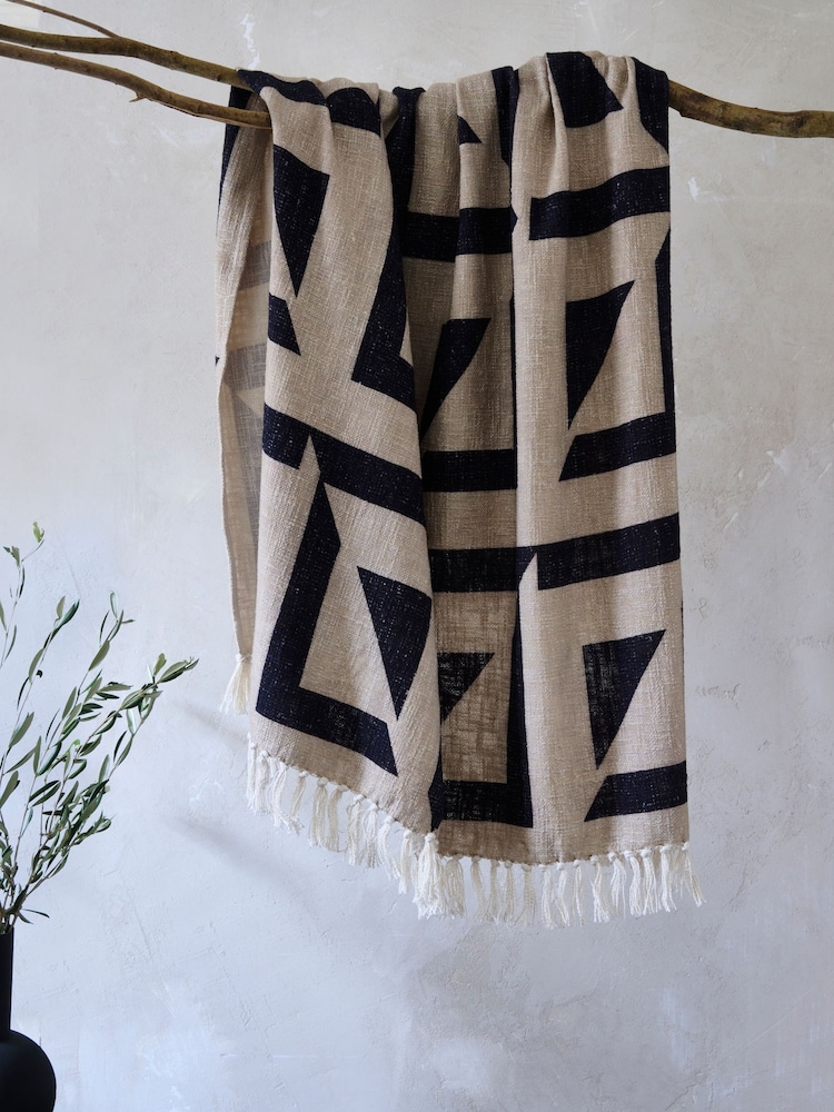 French Connection Black Sundial Printed Throw - Image 1 of 4