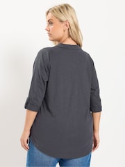 Yours Curve Grey Jersey Full Placket Shirt - Image 3 of 6