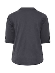 Yours Curve Grey Jersey Full Placket Shirt - Image 6 of 6