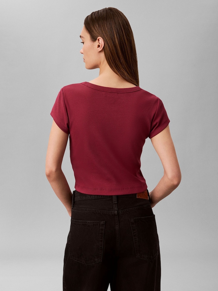 Camiseta Baby con monograma tejido de canalé de Calvin Klein - Imagen 2 de 6