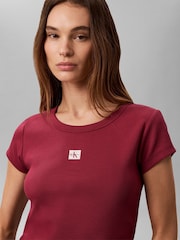 Camiseta Baby con monograma tejido de canalé de Calvin Klein - Imagen 4 de 6