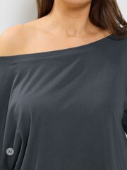 Yours Curve Grey Co-ord Slash Neck T-Shirt And Trousers Set - Image 4 of 6