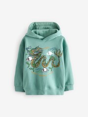 Mineral Green Dragon Graphic Hoodie (3-16yrs) - Image 1 of 3