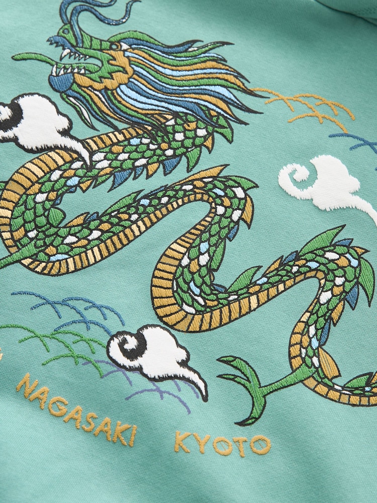 Mineral Green Dragon Graphic Hoodie (3-16yrs) - Image 3 of 3