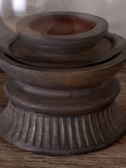 Nkuku Dark Ash Kawani Mango Wood Lantern Candle Holder - Image 2 of 3
