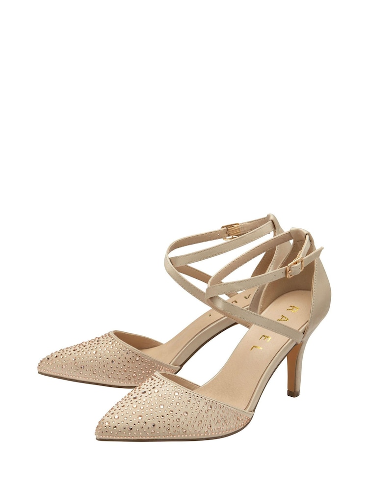 Ravel Gold Strappy Diamante Court Shoes - Image 2 of 4