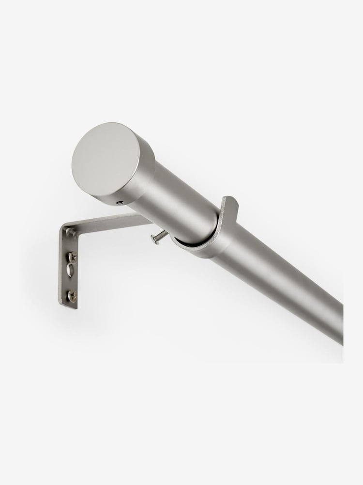 Brushed Silver Stud Finial Extendable 28mm Curtain Pole Kit - Image 2 of 7