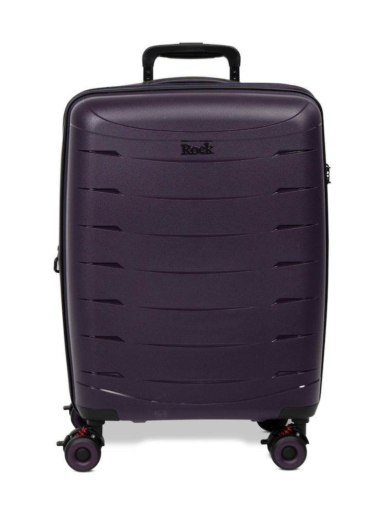 Rock Luggage Purple Resilient Cabin Luggage - Image 2 of 5 Rock Luggage Purple Resilient Cabin Luggage - Image 2 of 5