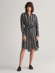 GANT Black Relaxed Fit Striped A-Line Shirt Dress - Image 1 of 8