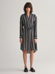 GANT Black Relaxed Fit Striped A-Line Shirt Dress - Image 3 of 8