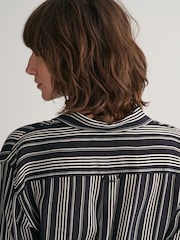 GANT Black Relaxed Fit Striped A-Line Shirt Dress - Image 5 of 8