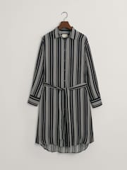 GANT Black Relaxed Fit Striped A-Line Shirt Dress - Image 8 of 8