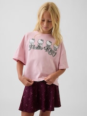 Gap Pink Oversized Boxy Graphic T-Shirt (4-13yrs) - Image 1 of 5