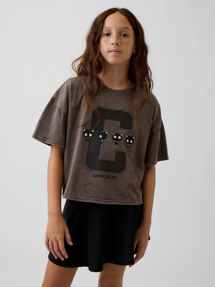 Gap Brown Chococat Oversized Boxy Graphic T-Shirt (4-13yrs) - Image 1 of 5