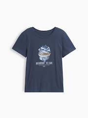 Azul marino con cupcakes - Camiseta de manga corta de algodón con estampado gráfico y logotipo de Gap (4-13 años) - Imagen 3 de 4