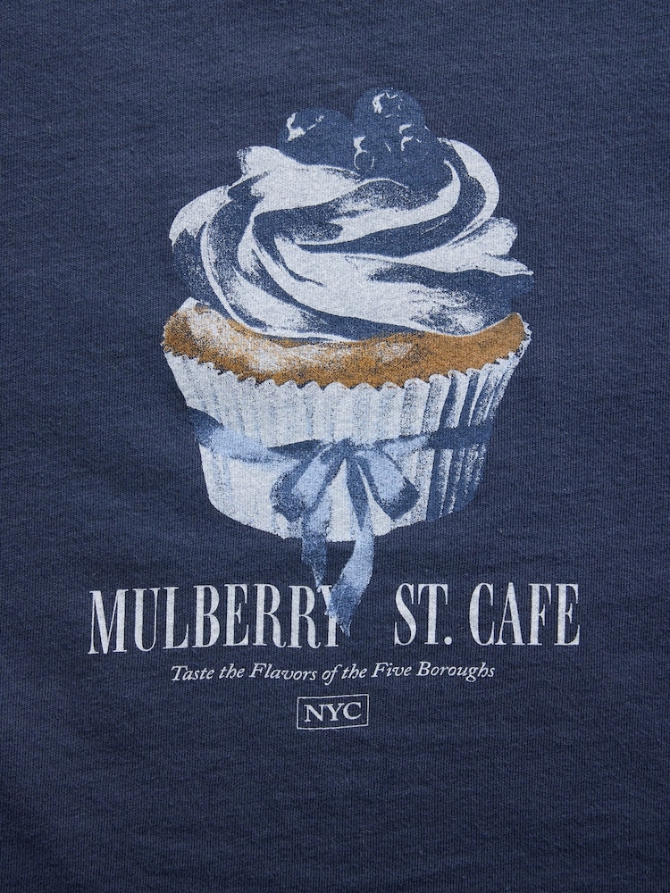 Azul marino con cupcakes - Camiseta de manga corta de algodón con estampado gráfico y logotipo de Gap (4-13 años) - Imagen 4 de 4