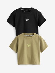 Reebok Junior 100% Cotton Khaki / Black T-Shirts 2 Pack - Image 1 of 9