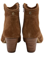 Ravel Brown Suede Leather Block Heel Ankle Boots - Image 3 of 4