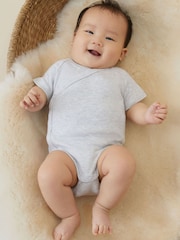 MORI Grey Short Sleeve Supersoft Kimono Bodysuit - Image 1 of 2