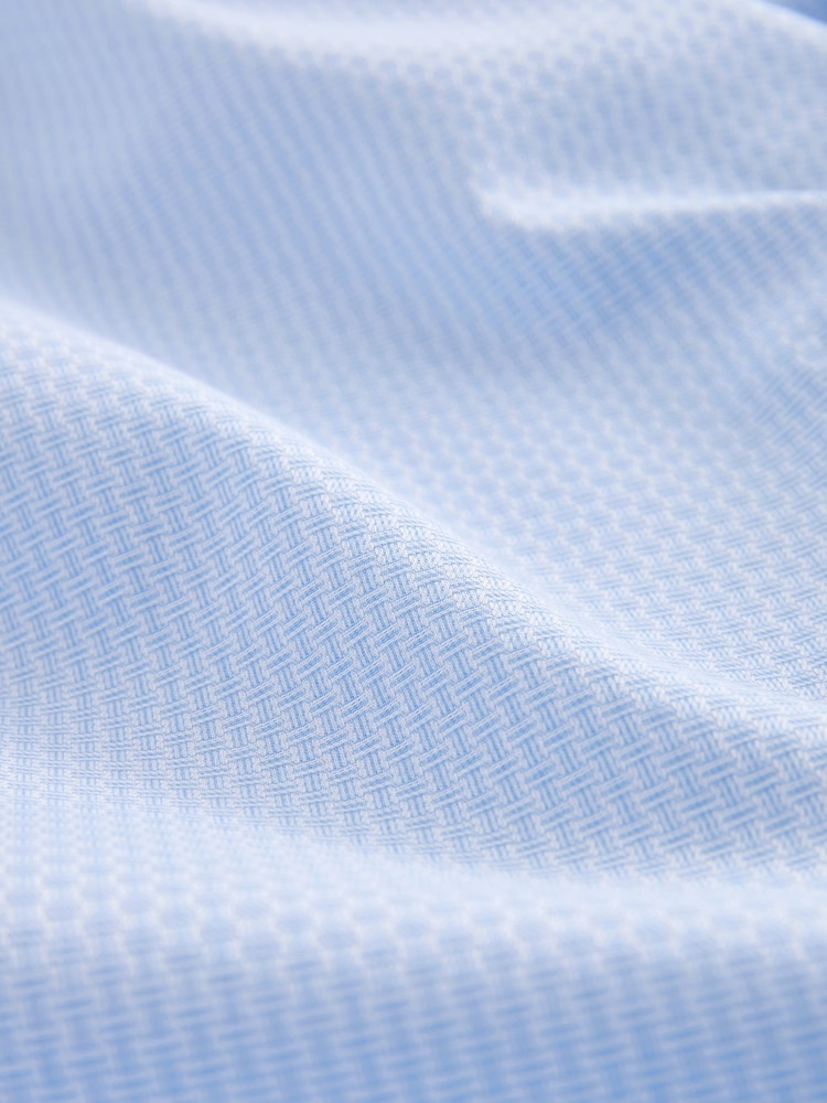 Light Blue Slim Fit Single Cuff Textured Cotton Shirt - Image 7 of 7