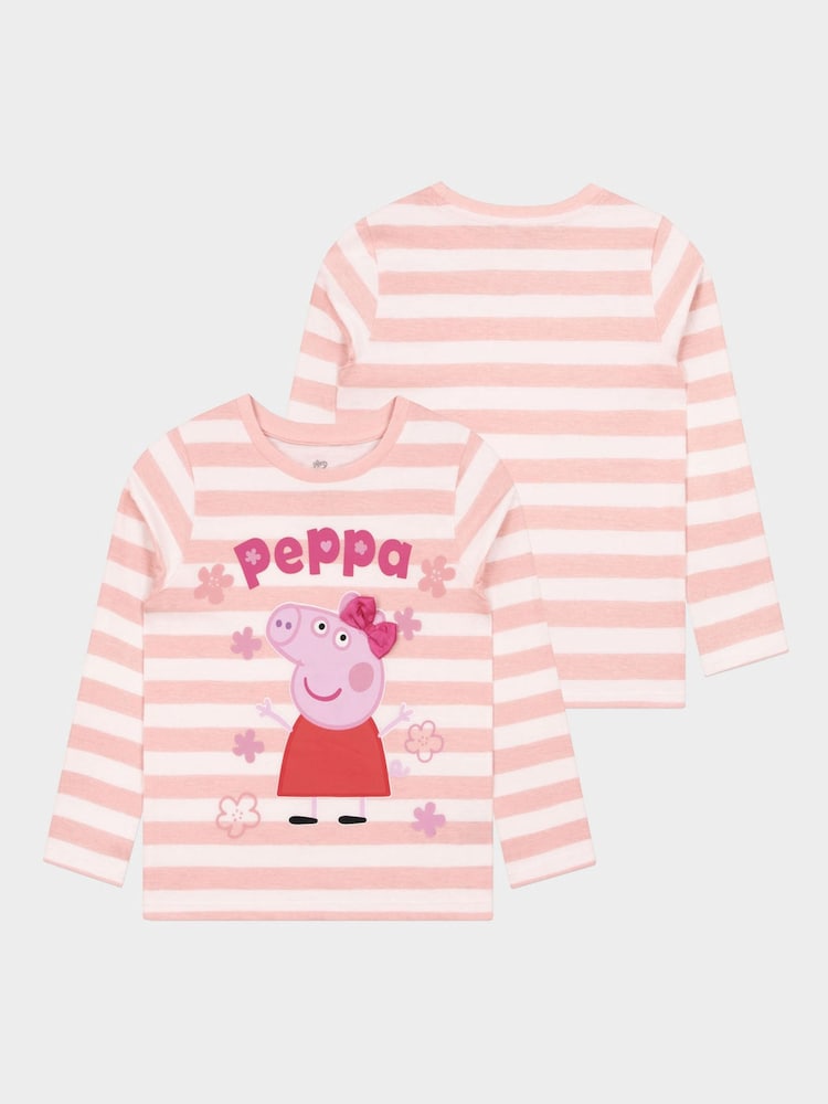 Character Pink Peppa Pig Long Sleeve T-Shirt With 3D Satin Bow - Image 1 of 4 Character Pink Peppa Pig Long Sleeve T-Shirt With 3D Satin Bow - Image 1 of 4