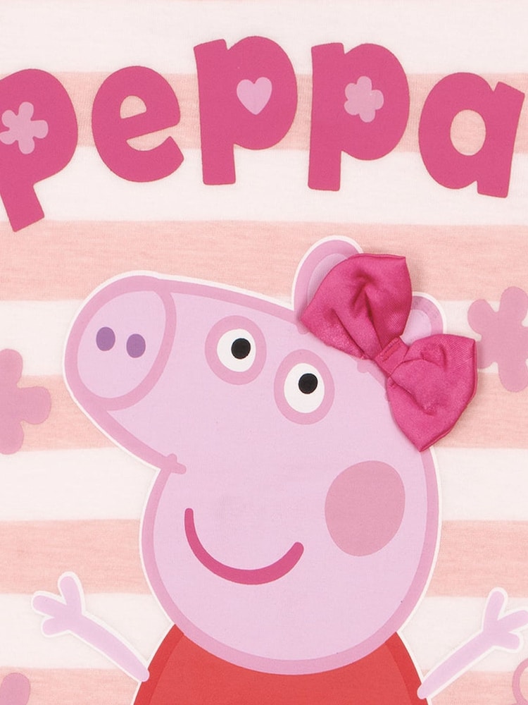 Character Pink Peppa Pig Long Sleeve T-Shirt With 3D Satin Bow - Image 2 of 4 Character Pink Peppa Pig Long Sleeve T-Shirt With 3D Satin Bow - Image 2 of 4