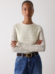 Whistles Lace Detail Jersey Top - Bilde 3 av 5