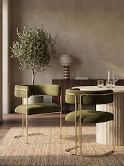 Cult Furniture Moss Green Juliana Velvet Carver Dining Chair - Image 1 of 8