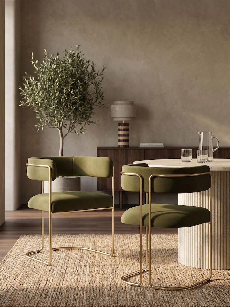 Cult Furniture Moss Green Juliana Velvet Carver Dining Chair - Image 1 of 8 Cult Furniture Moss Green Juliana Velvet Carver Dining Chair - Image 1 of 8