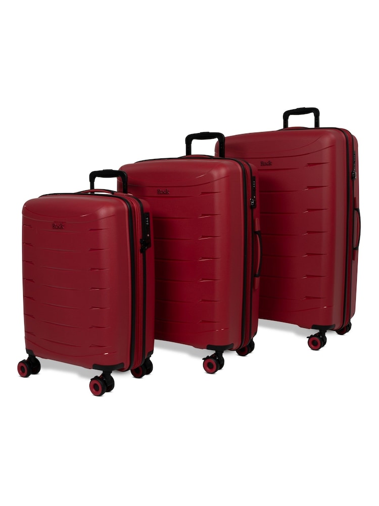 Rock Luggage Red Resilient Luggage 3 Piece Set - Image 1 of 1 Rock Luggage Red Resilient Luggage 3 Piece Set - Image 1 of 1