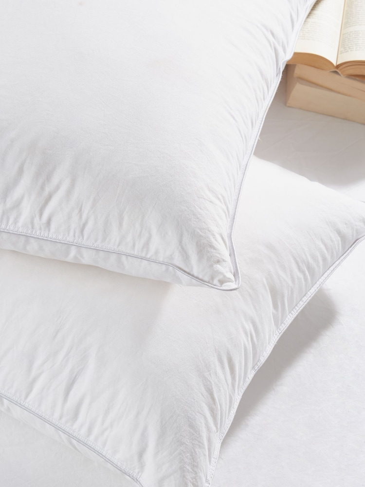 Set of 2 Medium 100% Cotton Duck Feather And Down Pillows - Image 3 of 5