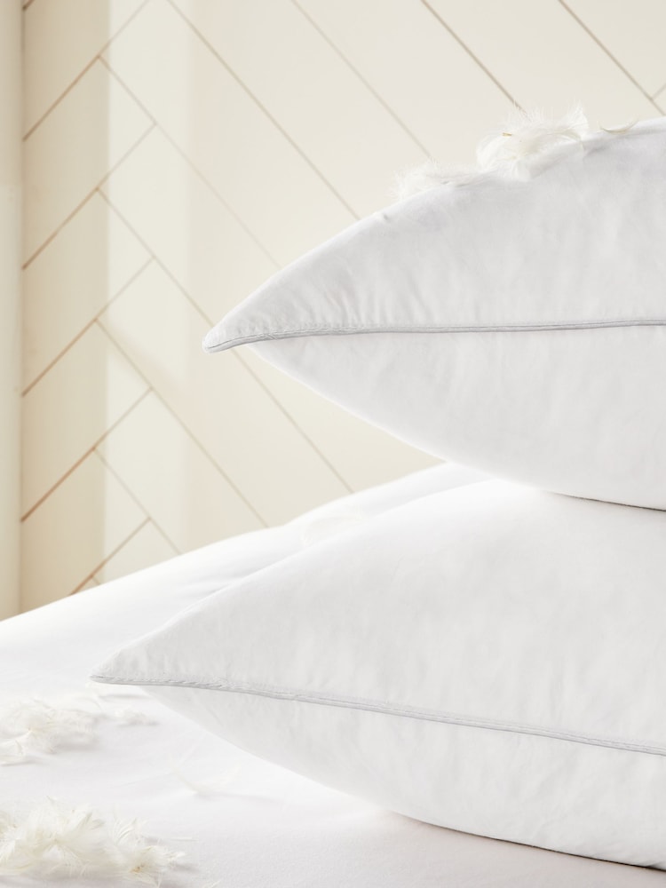 Set of 2 Medium 100% Cotton Duck Feather And Down Pillows - Image 4 of 5