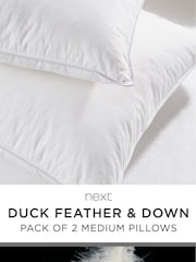 Set of 2 Medium 100% Cotton Duck Feather And Down Pillows - Image 5 of 5