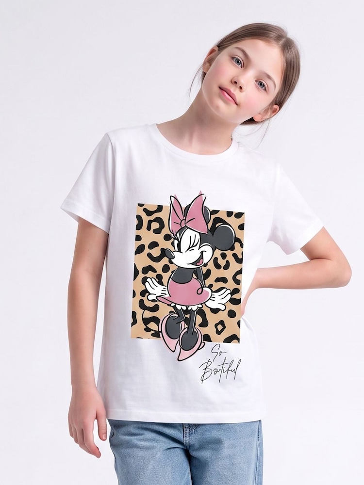 Rags & Rascals White Disney Minnie Mouse So Bowtiful Leopard T-Shirt - Image 1 of 4