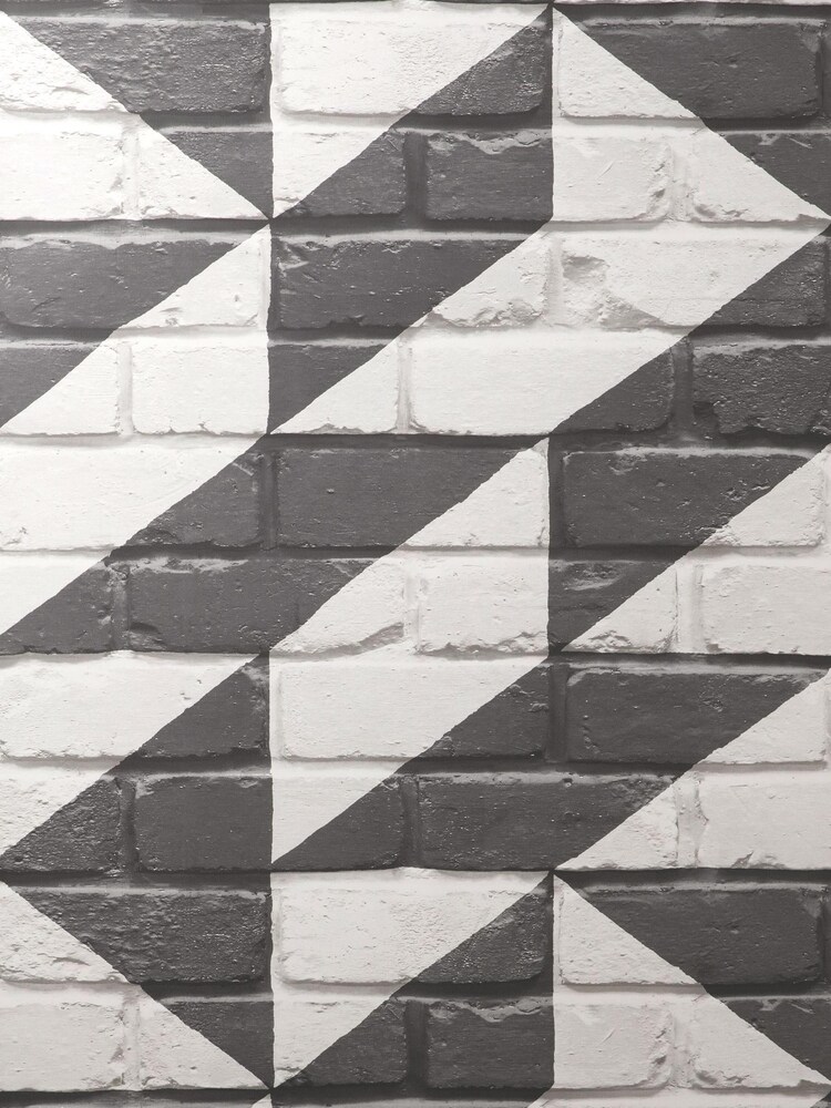 Vymura London Charcoal Grey Exclusive to Next Geo Brick Wallpaper - Image 1 of 1 Vymura London Charcoal Grey Exclusive to Next Geo Brick Wallpaper - Image 1 of 1