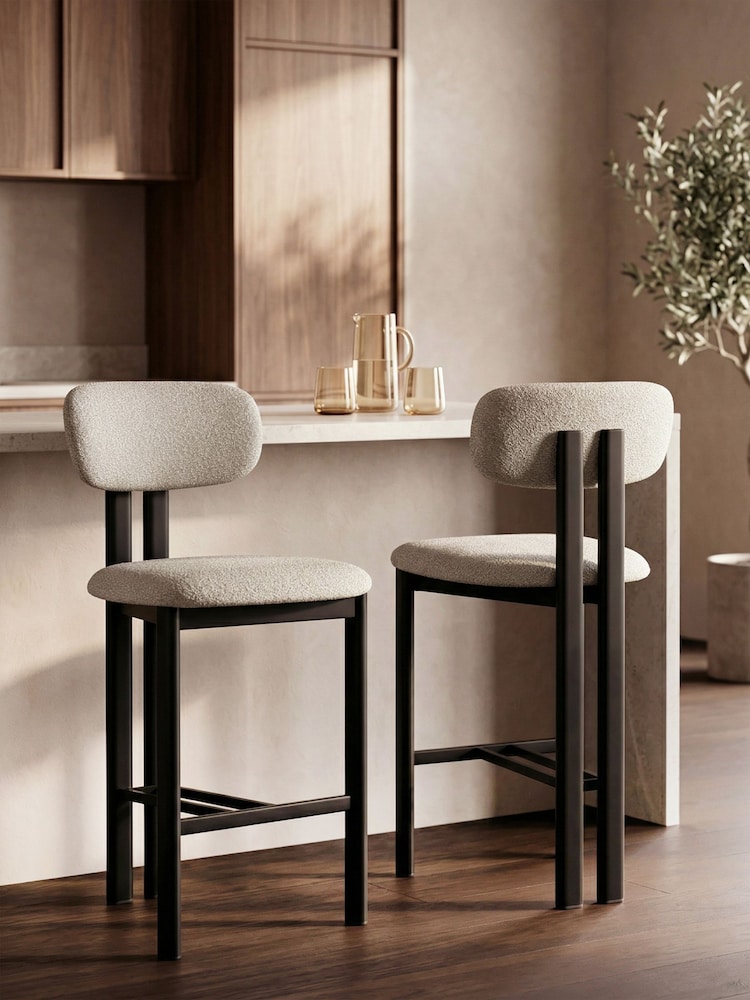 Cult Furniture Set of 2 Speckled Stone Arbor Boucle Kitchen Stool - Image 1 of 8