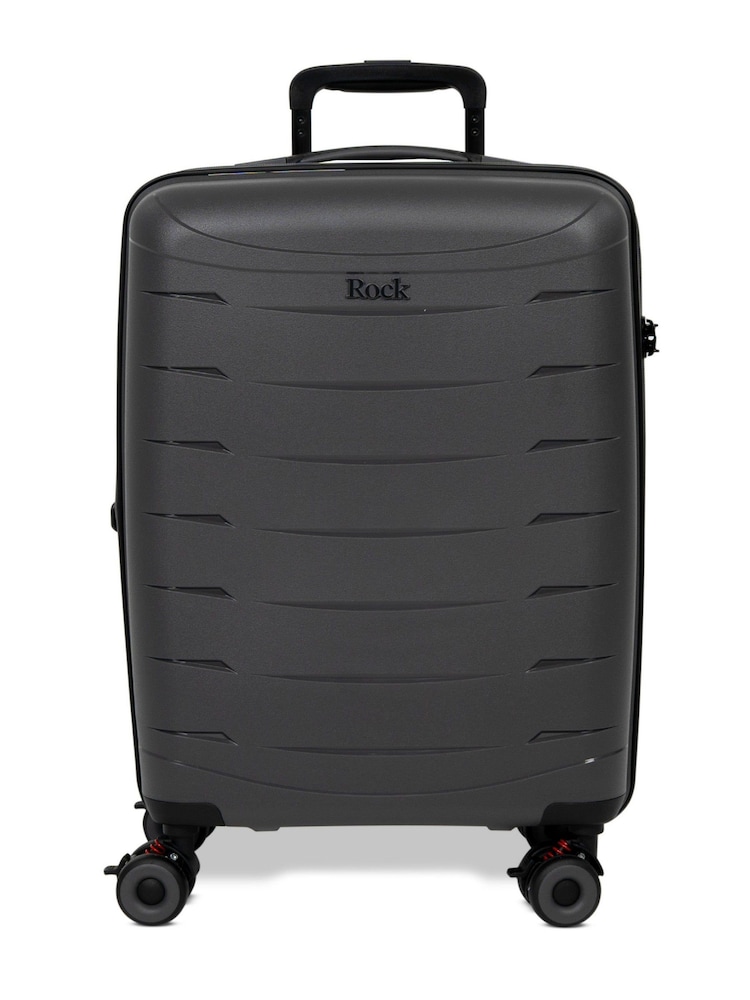 Rock Luggage Grey Resilient Cabin Luggage - Image 2 of 5 Rock Luggage Grey Resilient Cabin Luggage - Image 2 of 5