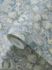 Morris & Co Slate Dove Golden Lily 10.05M Wallpaper - Image 1 of 2
