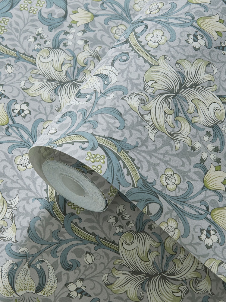 Morris & Co Slate Dove Golden Lily 10.05M Wallpaper - Image 1 of 2