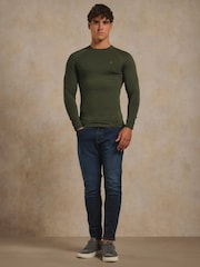 Tailored Athlete Green Muscle Fit Signature Long Sleeve T-Shirt - Image 1 of 7