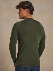 Tailored Athlete Green Muscle Fit Signature Long Sleeve T-Shirt - Image 3 of 7