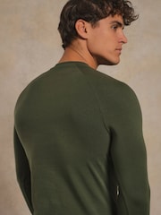 Tailored Athlete Green Muscle Fit Signature Long Sleeve T-Shirt - Image 6 of 7