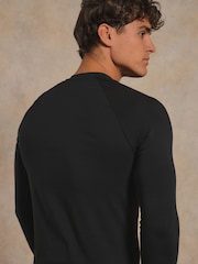 Tailored Athlete Black Muscle Fit Signature Long Sleeve T-Shirt - Image 2 of 7